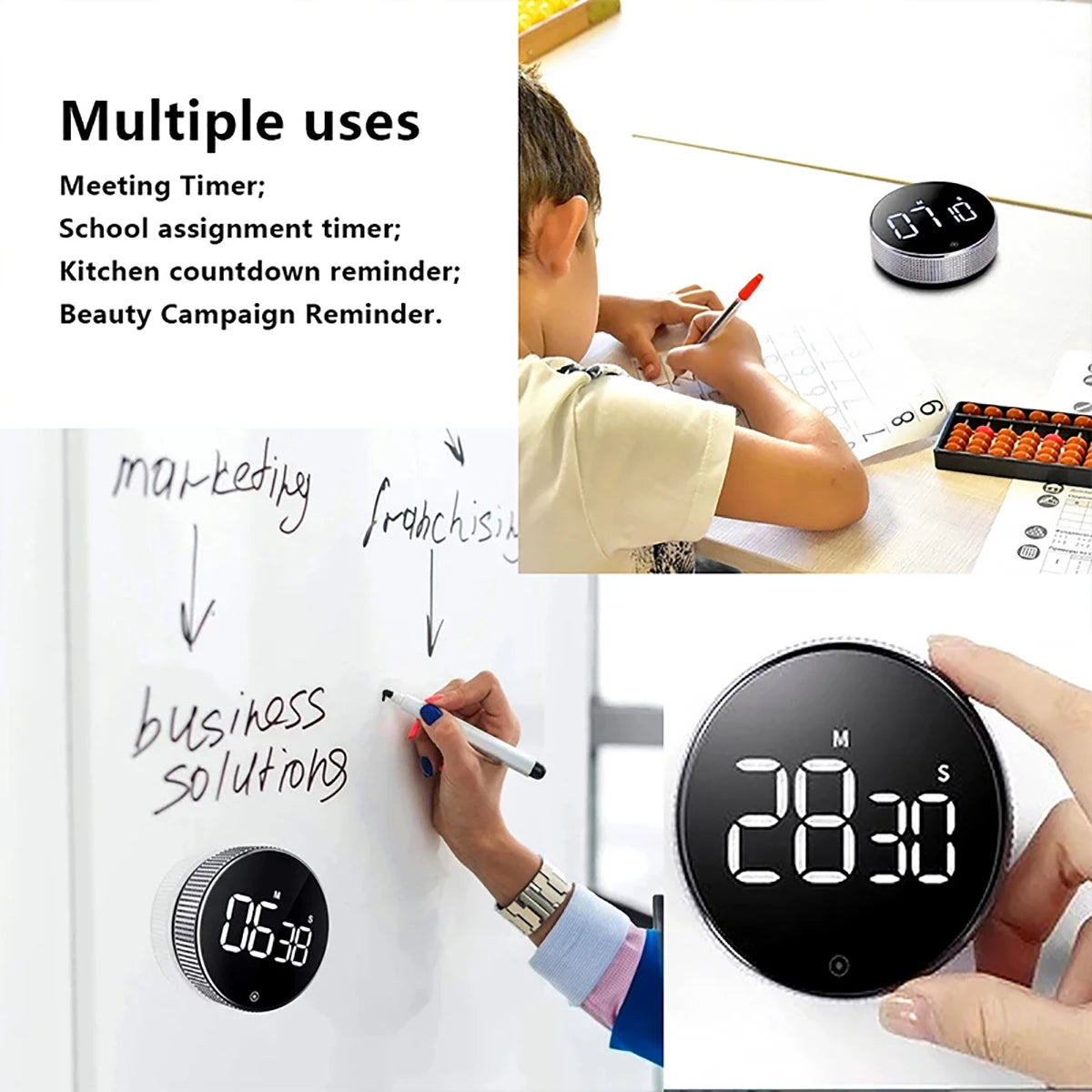 Kitchen Timer Digital Countdown Magnetic Egg Timer for Cooking with Constant Light Function for Classrooms Quiet for Kids Adults