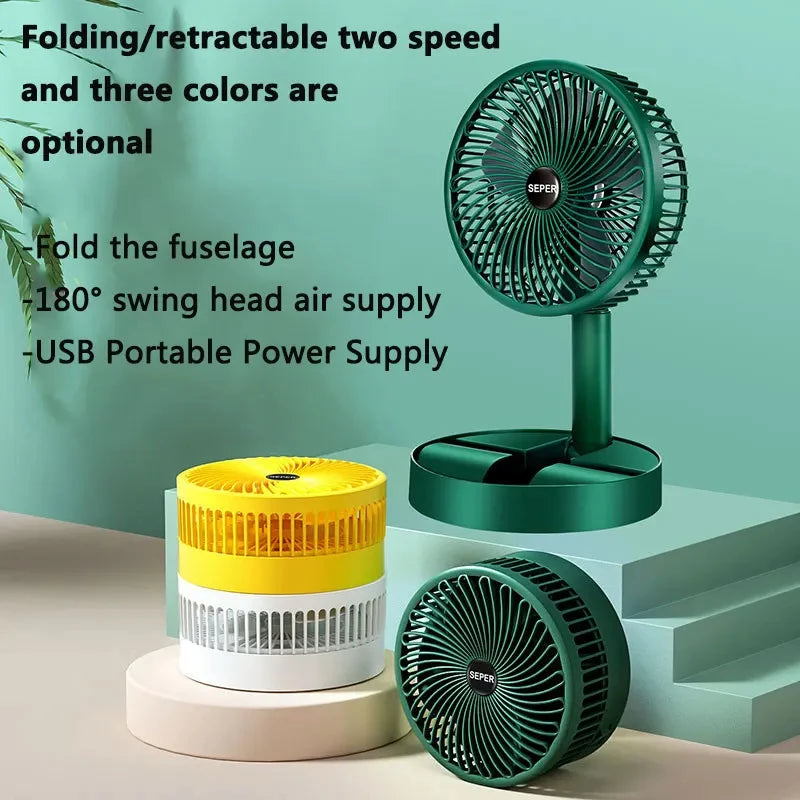 Desktop Foldable Retractable Small Fan Mini Portable Charging USB Home Low Noise High Duration Standby Mini Electric Fan