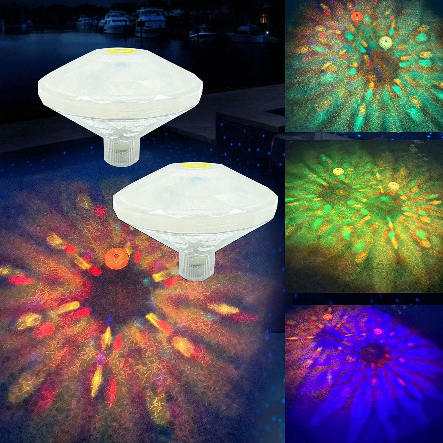 Swimming Pool Lights Floating Pool Lights Underwater Lights Pool Accessories with 7 Modes for Intex Pool Disco Pool Party or Pond Décor 2 Pack