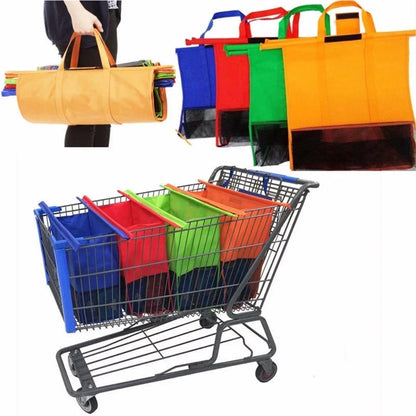 4Pcs/Set Foldable Cart Trolley Supermarket Shopping Storage Bags Reusable Eco-Friendly Grocery Shop Handbag Nonwovens Tote Bag